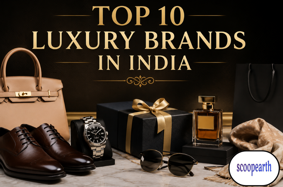 Top 10 luxury brands in India showcasing premium fashion, luxury watches, handbags, jewelry, and high-end lifestyle products.