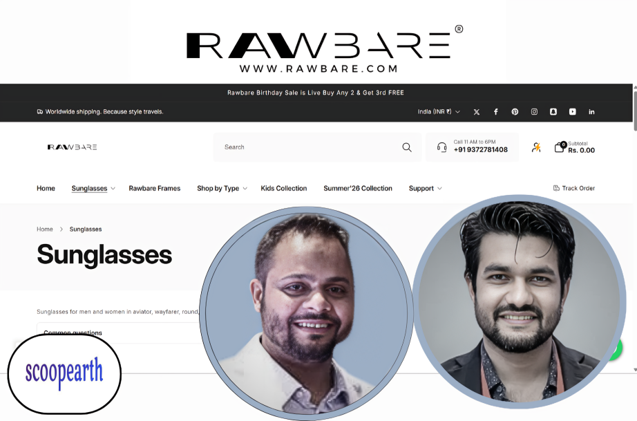 Rawbare funding news featuring premium eyewear designs and D2C brand expansion strategy.