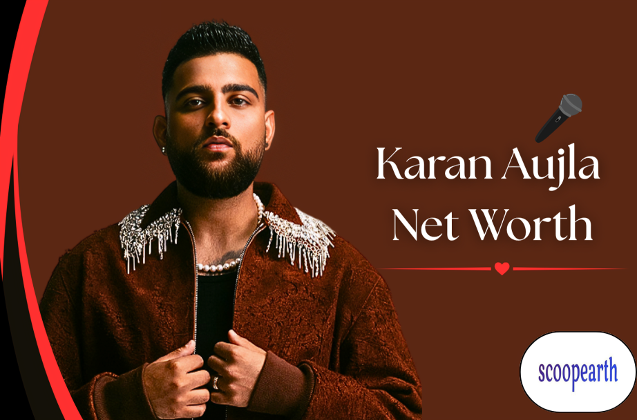 Karan Aujla highlighting his net worth, career highlights, music earnings, luxury lifestyle, hit albums, concerts, and success as a global Punjabi singer and songwriter.