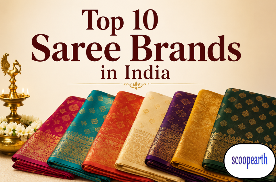 Top 10 saree brands in India featuring premium, designer, silk, cotton, and affordable saree collections from trusted fashion brands