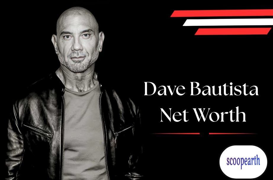 Dave Bautista highlighting his net worth, WWE career, Hollywood movies, wealth, and success as an actor and former professional wrestler.