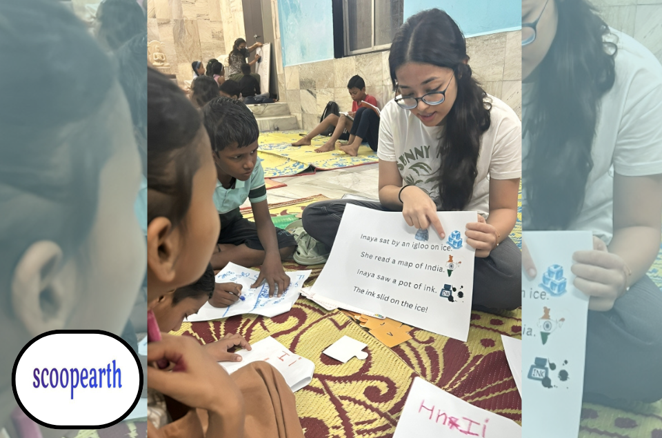 Ahana Gupta engaging with children through a more personal approach to learning.