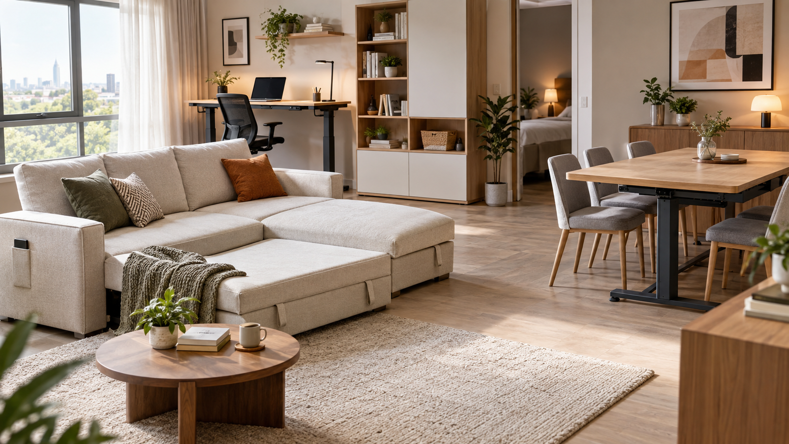 Flexible furniture in a modern hybrid home