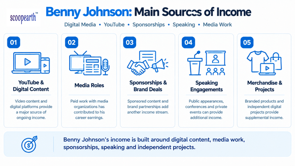 Benny Johnson's: main sources of incomes